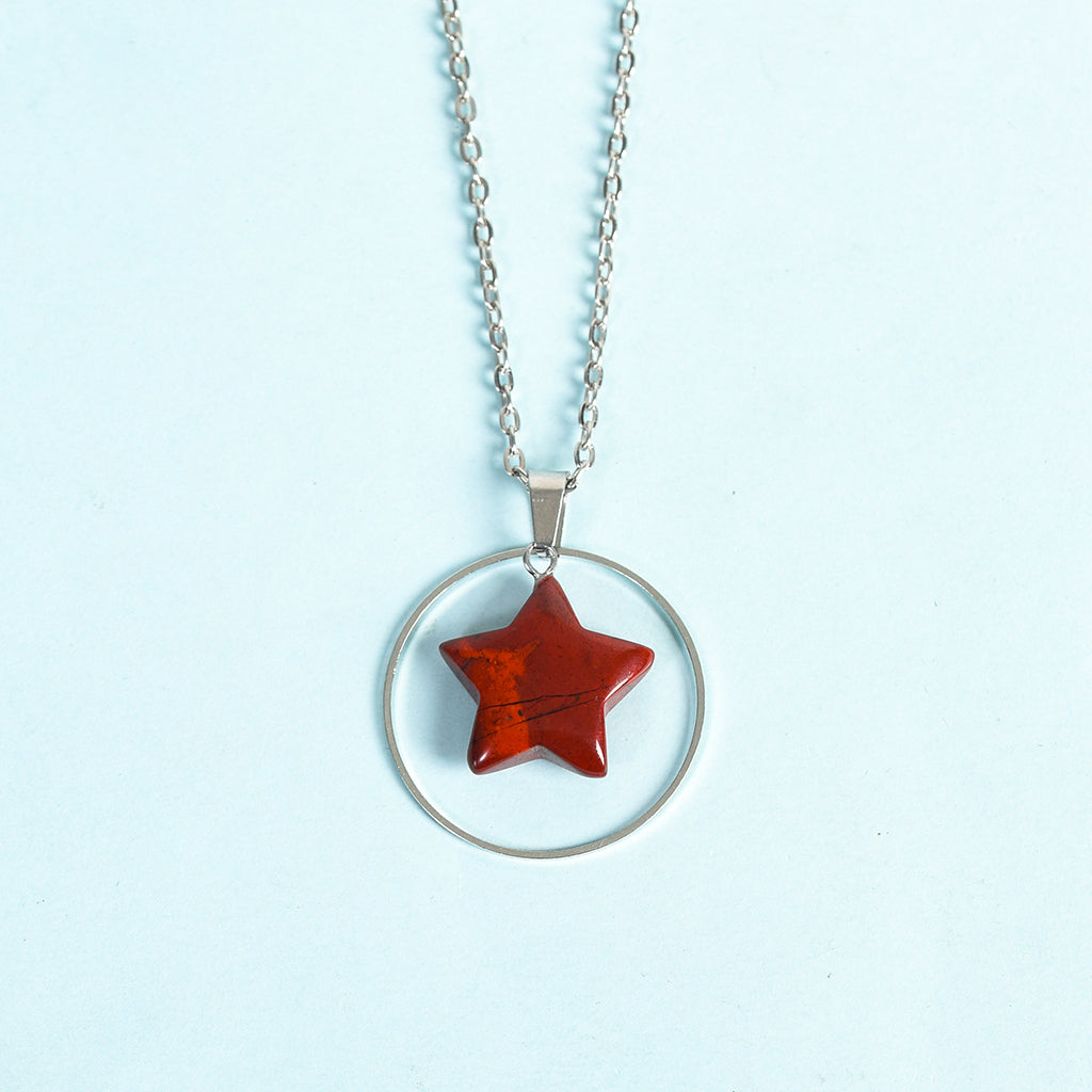 Metal circle with star pendant