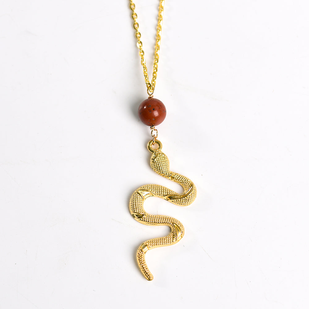 Metal snake with crystal beads pendant