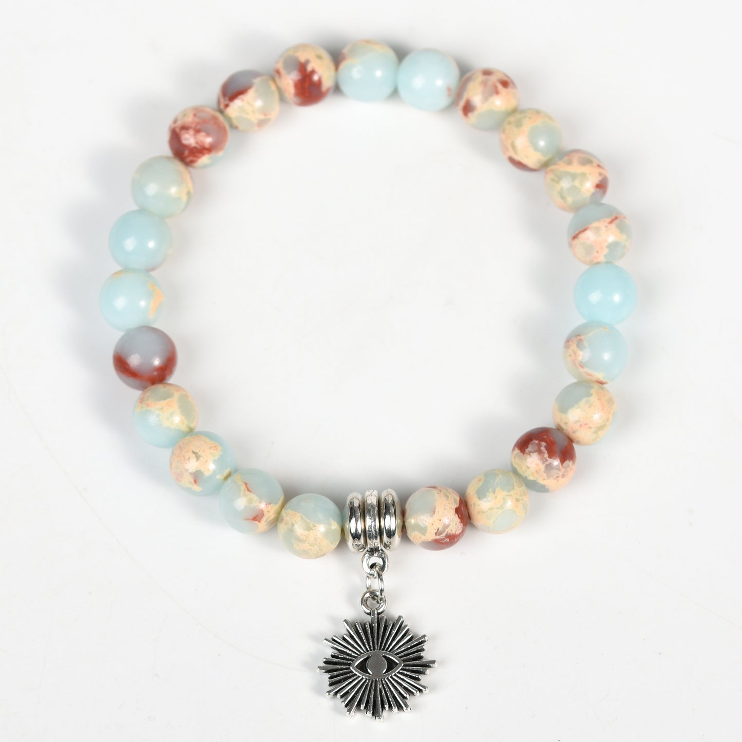 Metal charm with empire jasper bracelet