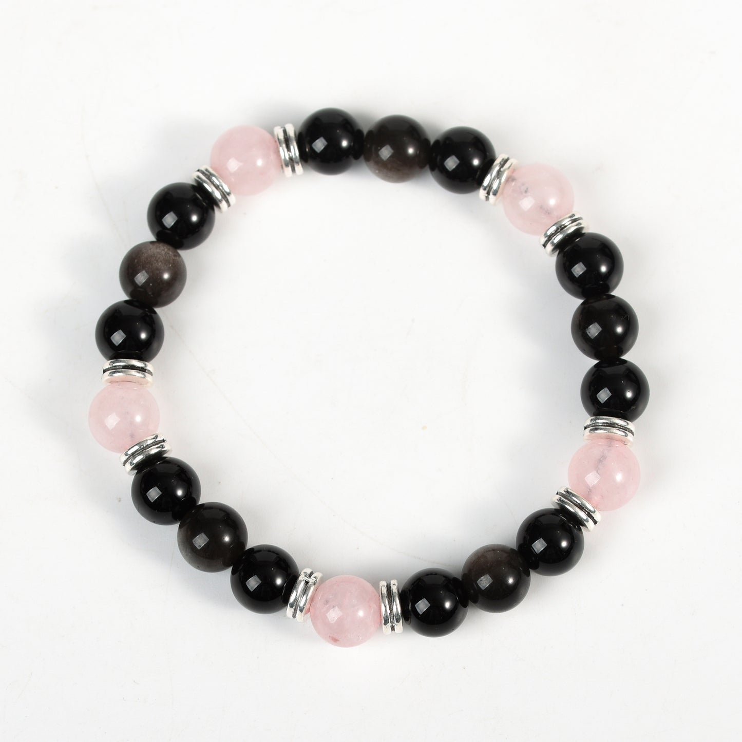 Sliver obsidian with other beads bracelet