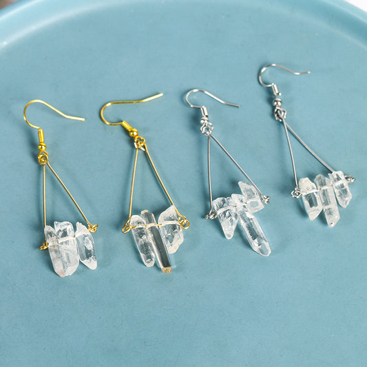 Raw clear quartz(3pc) earrings