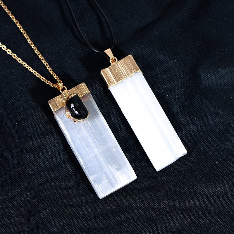 Selenite bar pendant