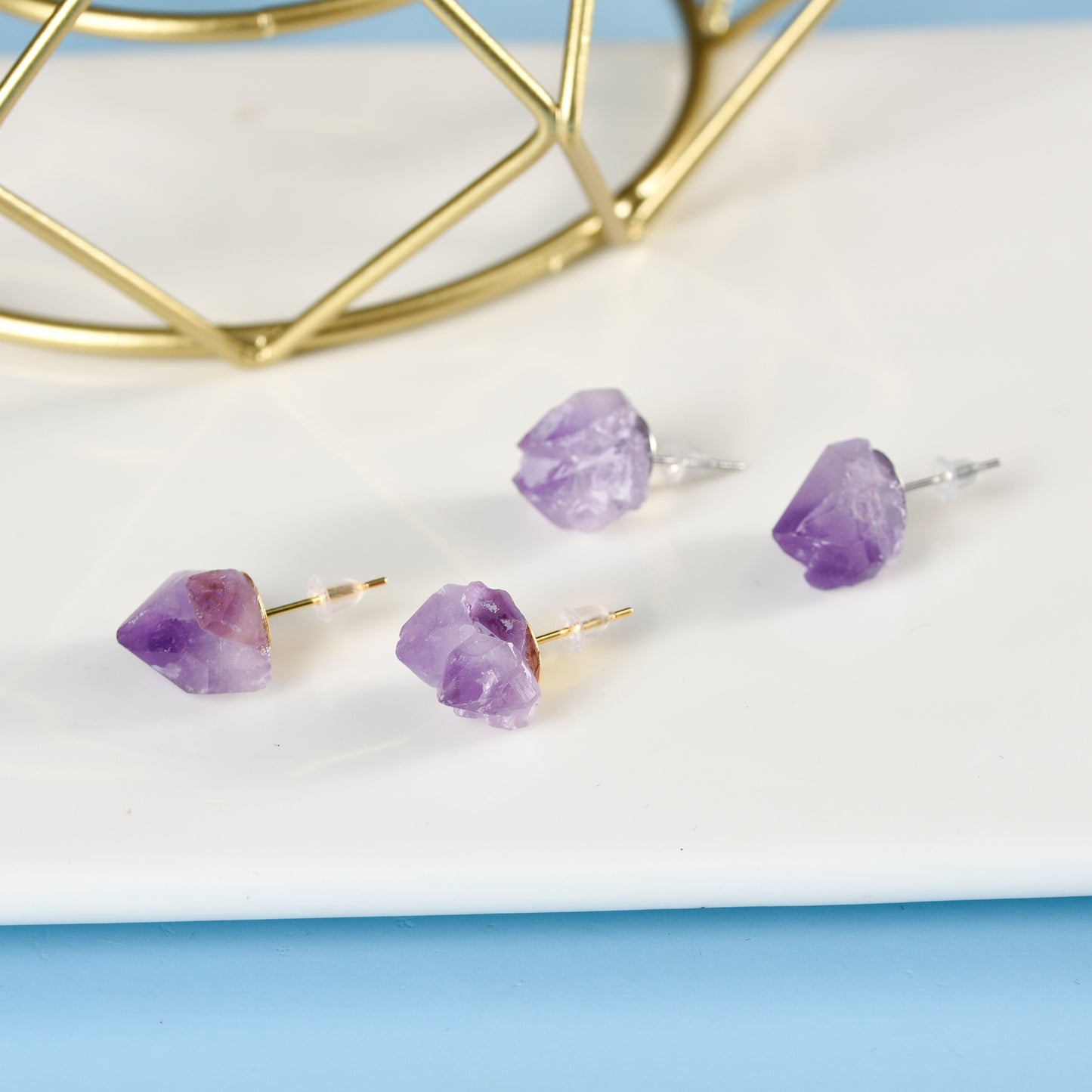 Amethyst teeth earrings