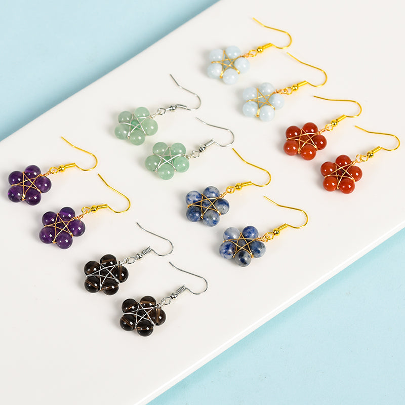 Beads flower earrings(wire wrapped)