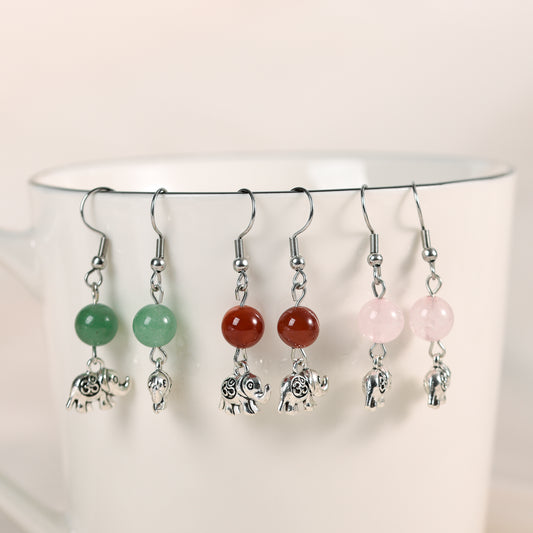 Metal Elephant with beads earrings