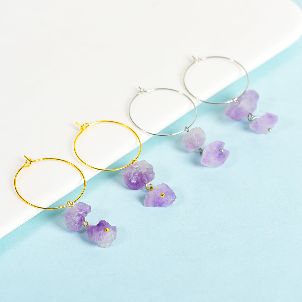 Amethyst teeth earrings