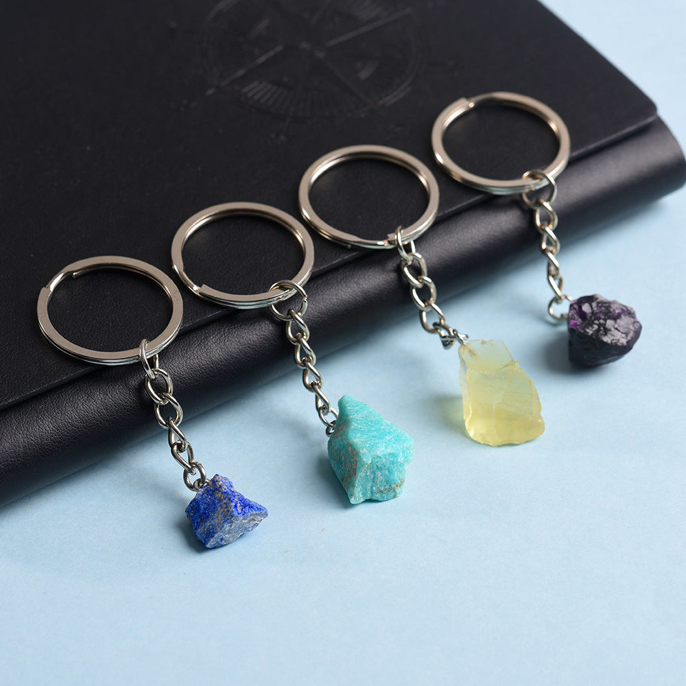 Raw stone keychain