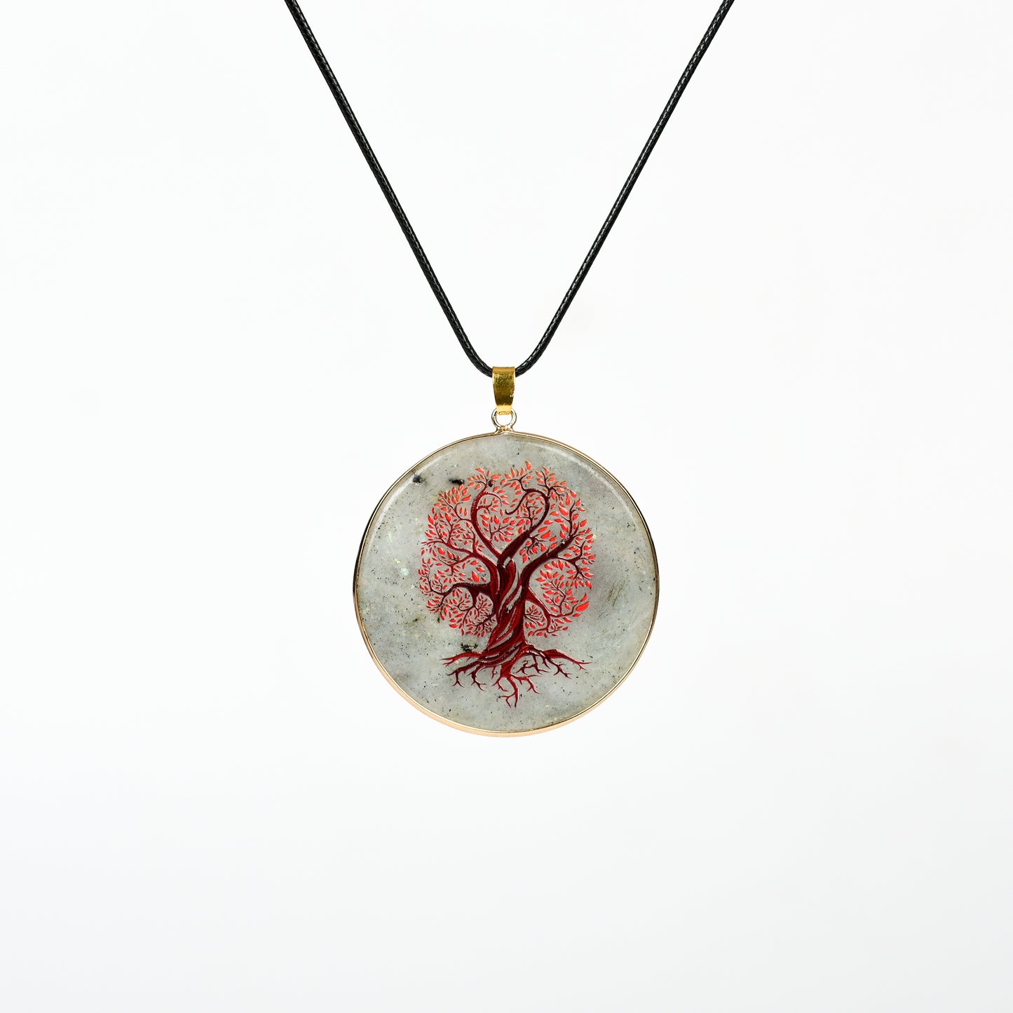 Round crystal with spray painting pendant