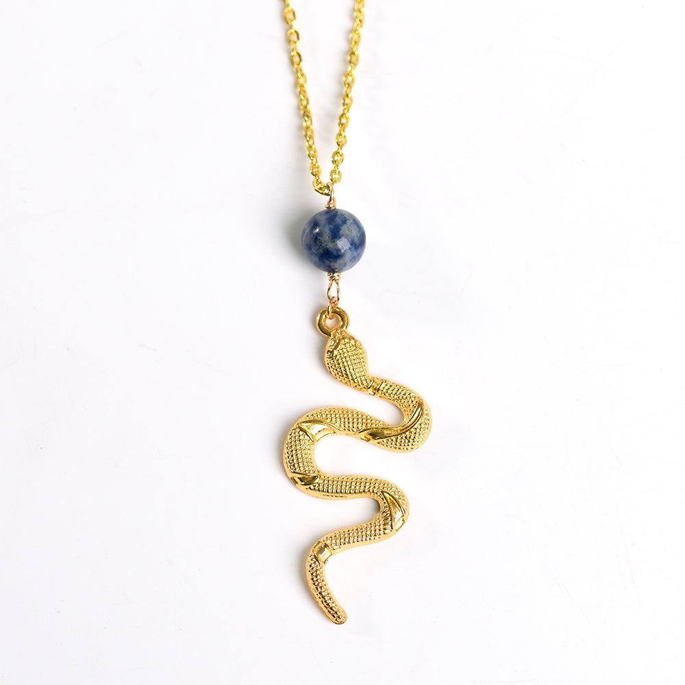 Metal snake with crystal beads pendant