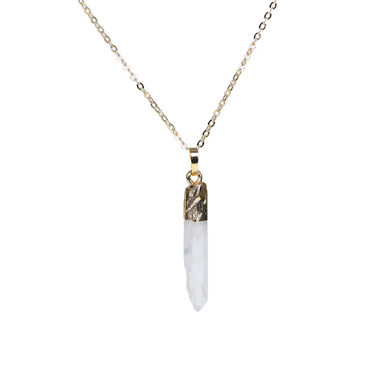 Raw clear quartz point pendant(electroplating)