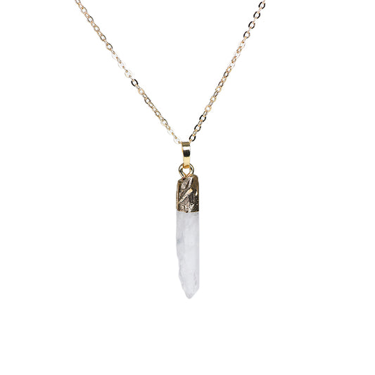 Raw clear quartz point pendant(electroplating)