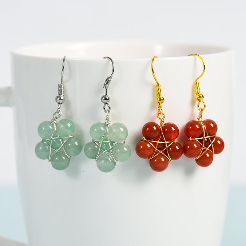 Beads flower earrings(wire wrapped)