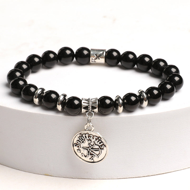 Black obsidian zodiac bracelet