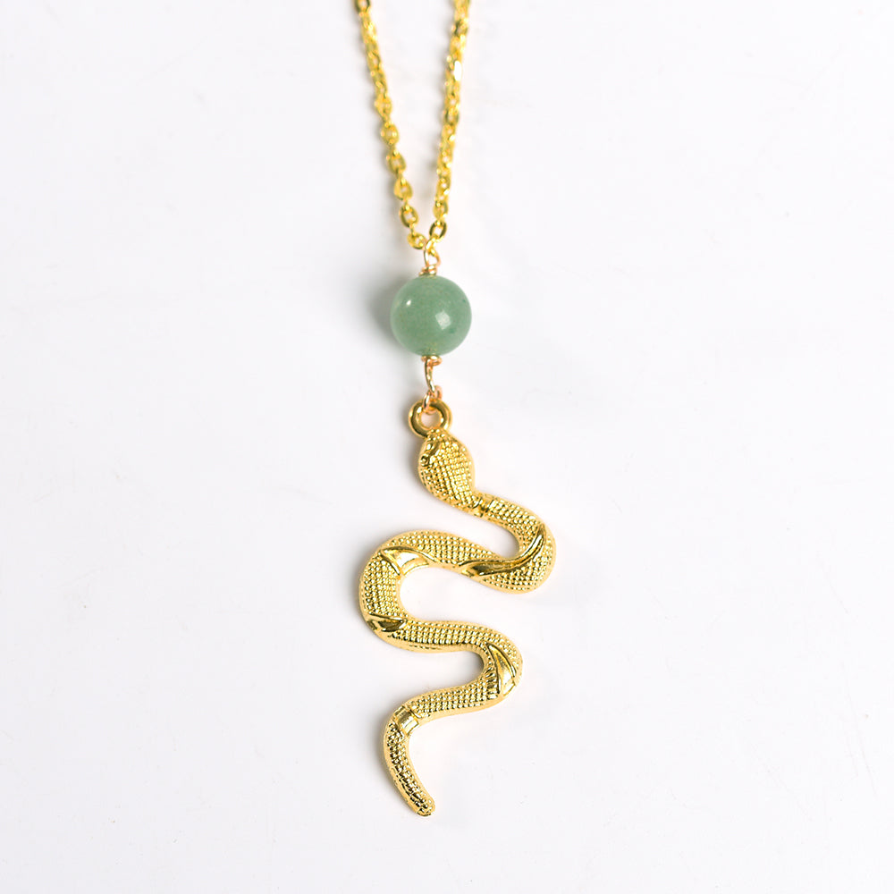 Metal snake with crystal beads pendant