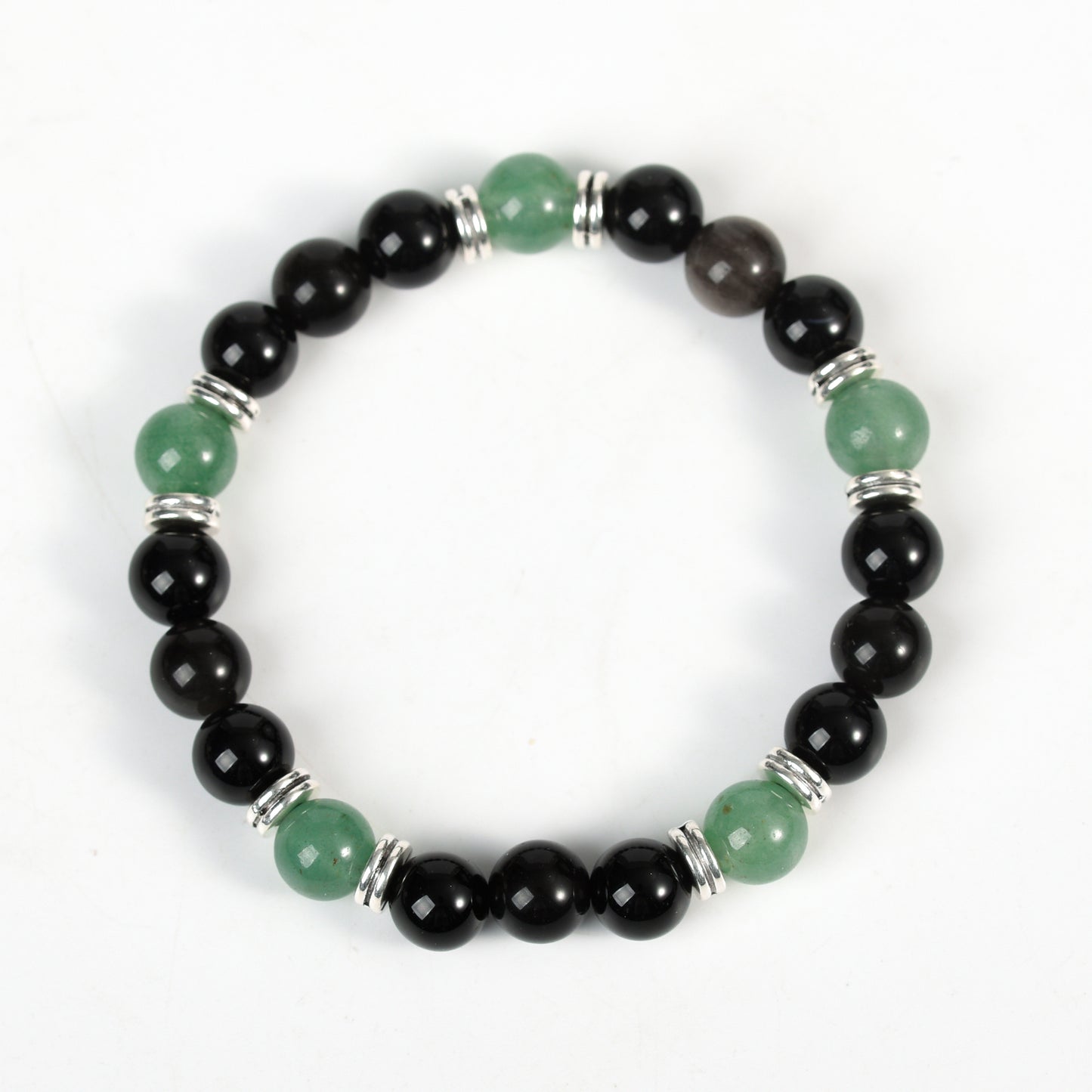 Sliver obsidian with other beads bracelet