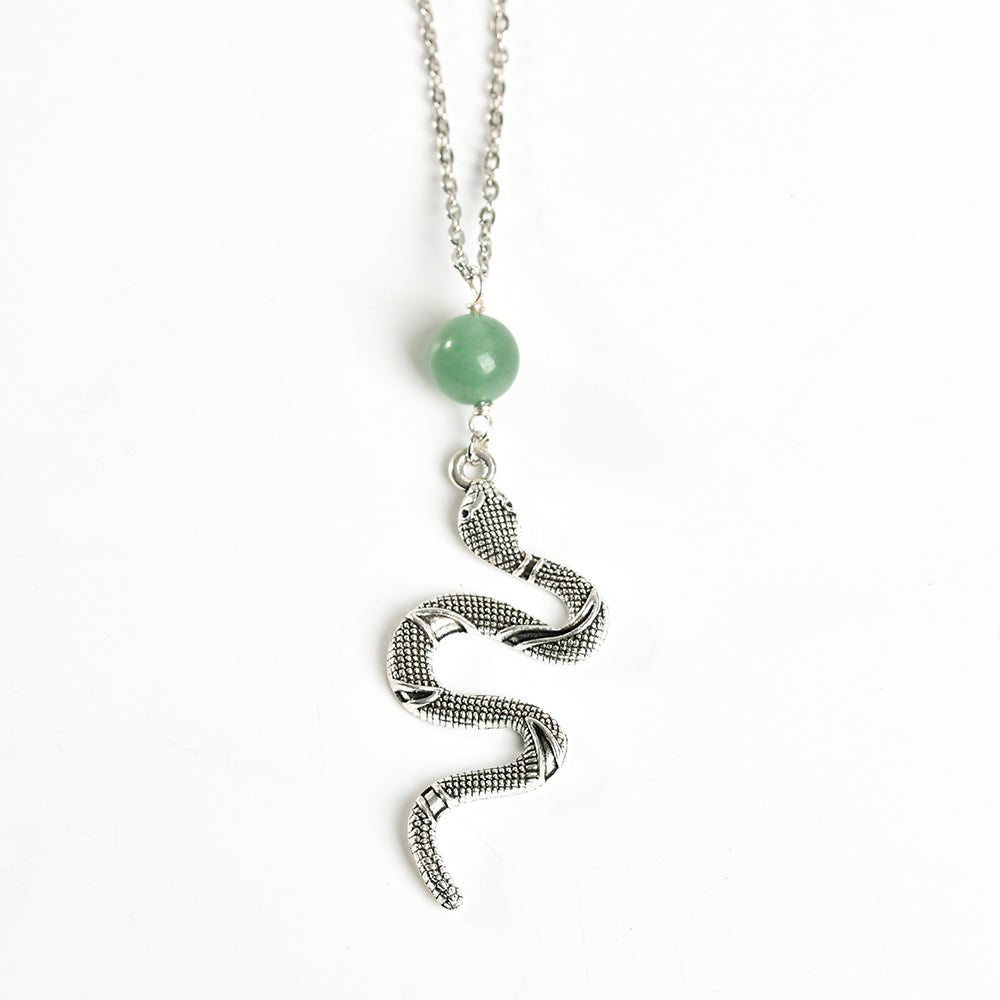 Metal snake with crystal beads pendant