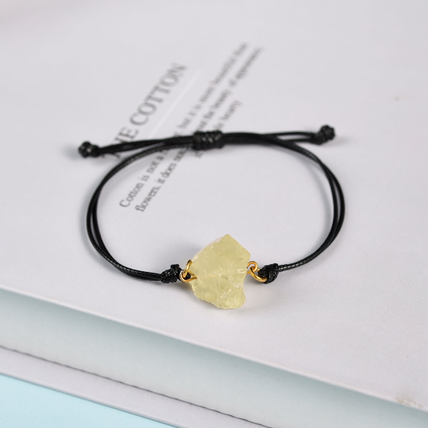 Raw crystal bracelet(leather cord)