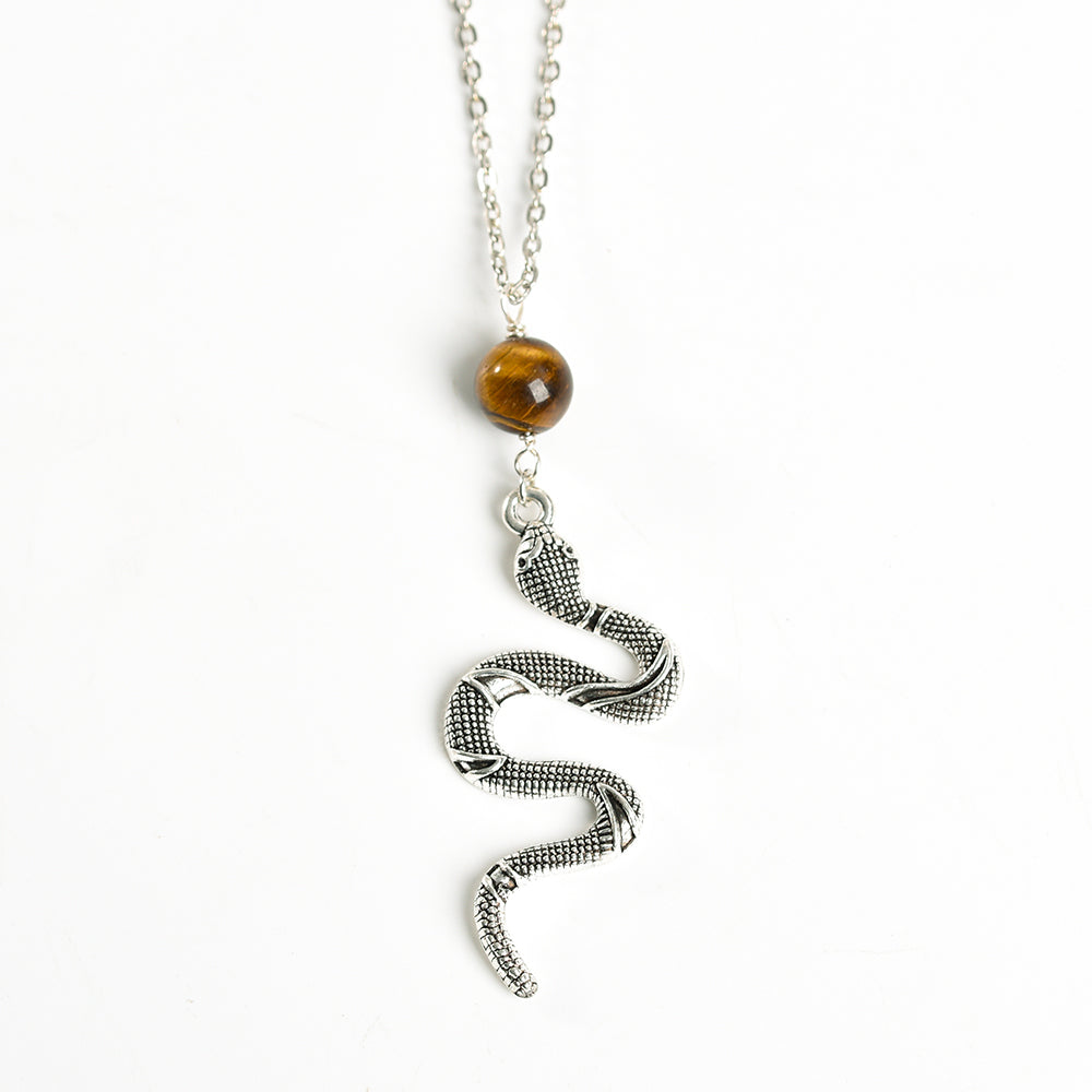 Metal snake with crystal beads pendant