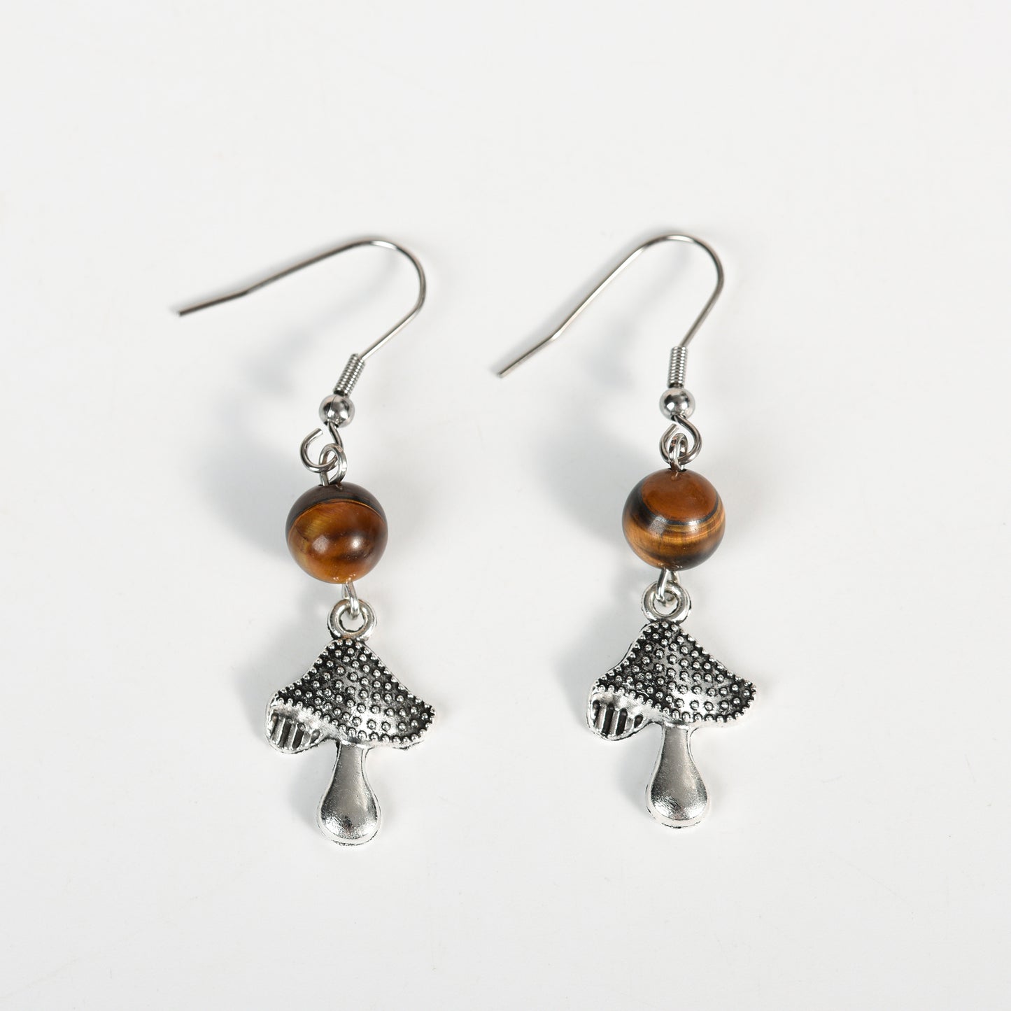 Metal mushroom with beads earrings