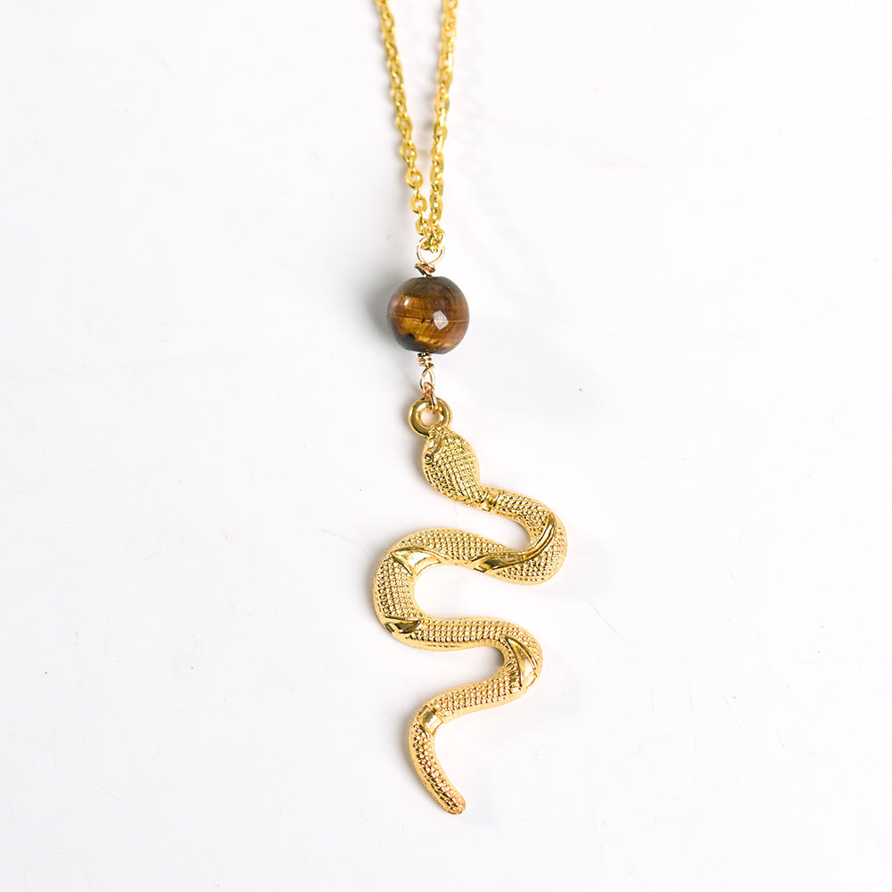 Metal snake with crystal beads pendant