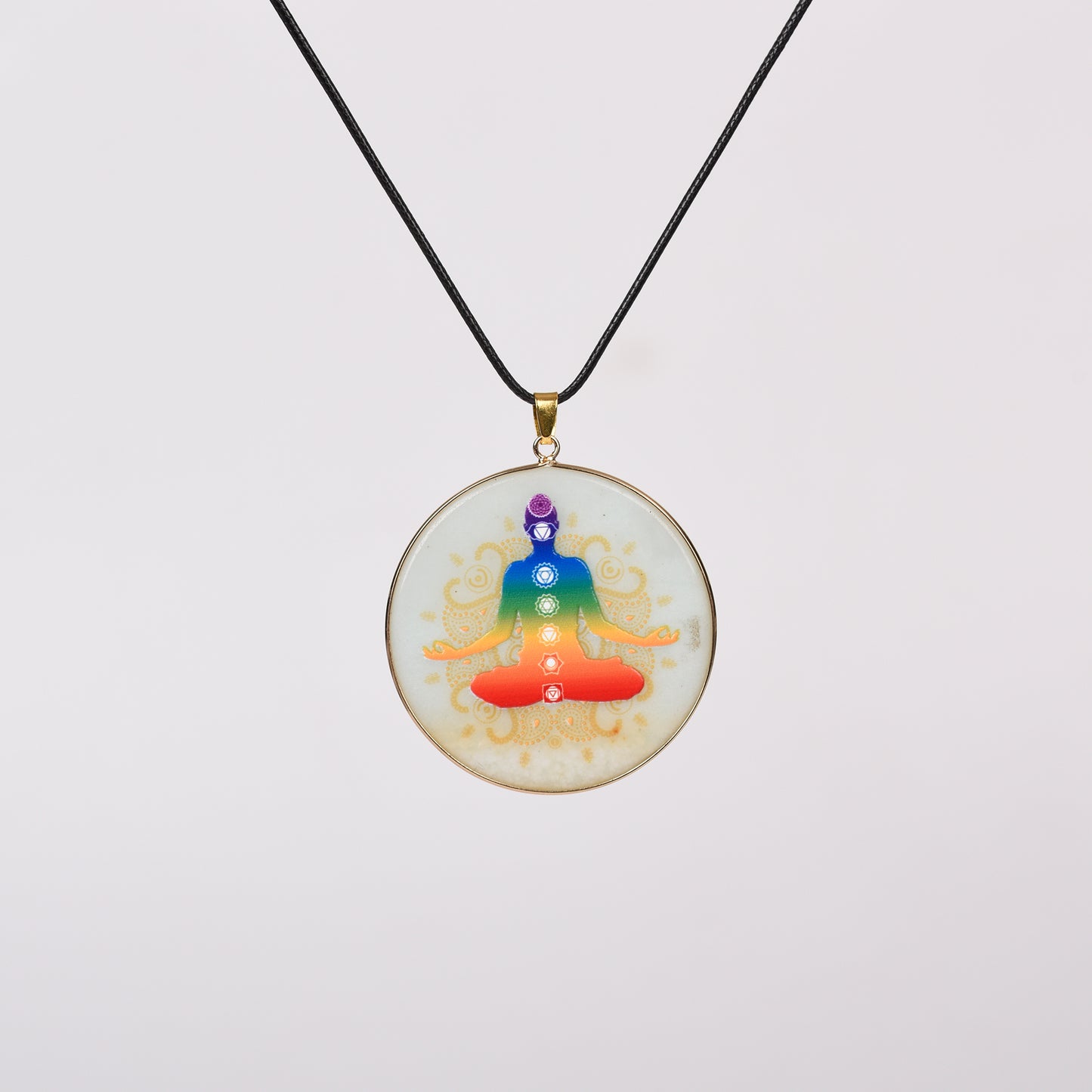 Round crystal with spray painting pendant