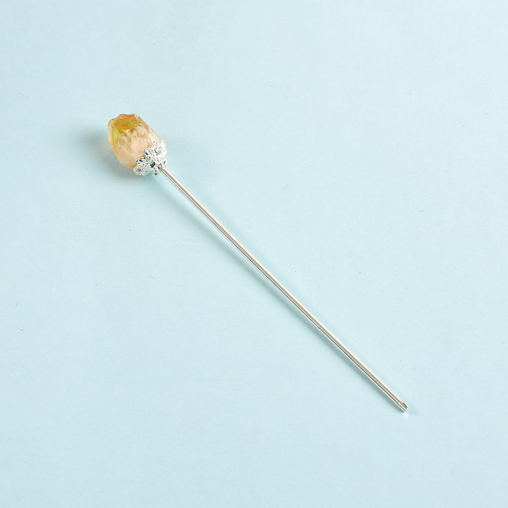 Raw crystal teeth hairpin