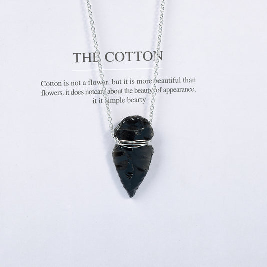 Handmade obsidian arrowhead pendant