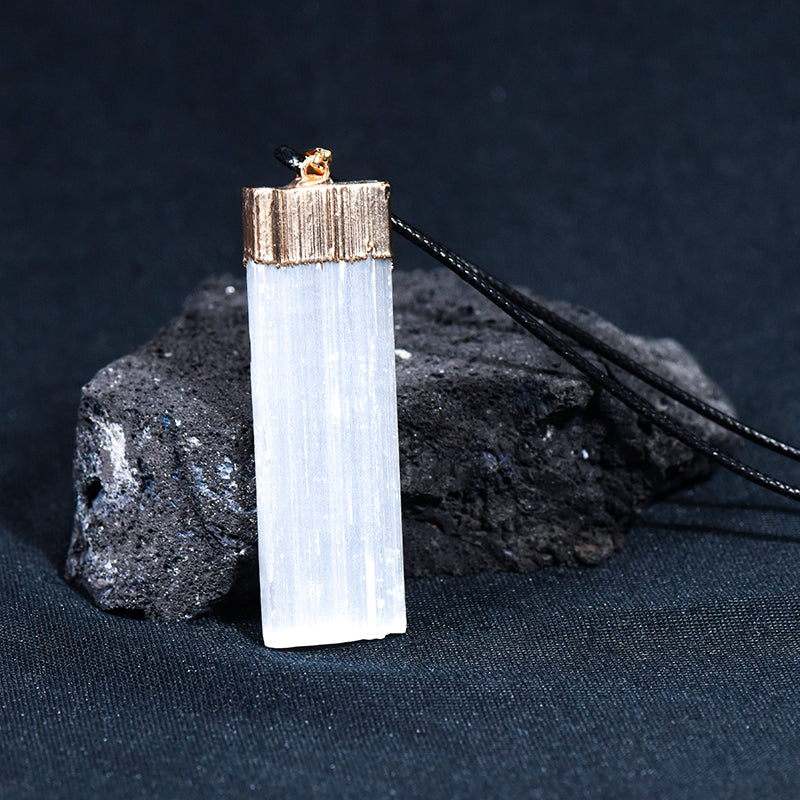 Selenite bar pendant