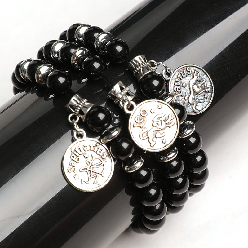 Black obsidian zodiac bracelet