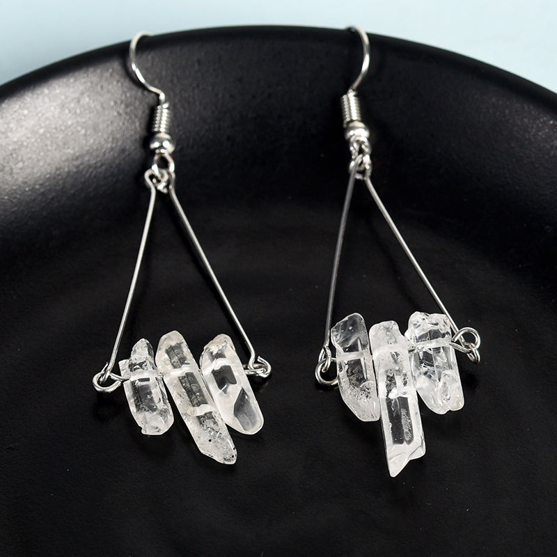 Raw clear quartz(3pc) earrings