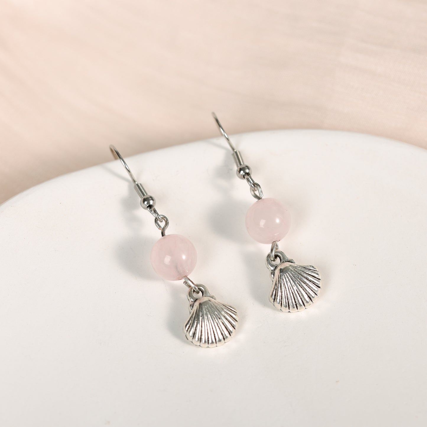 Metal shell with beads earrings