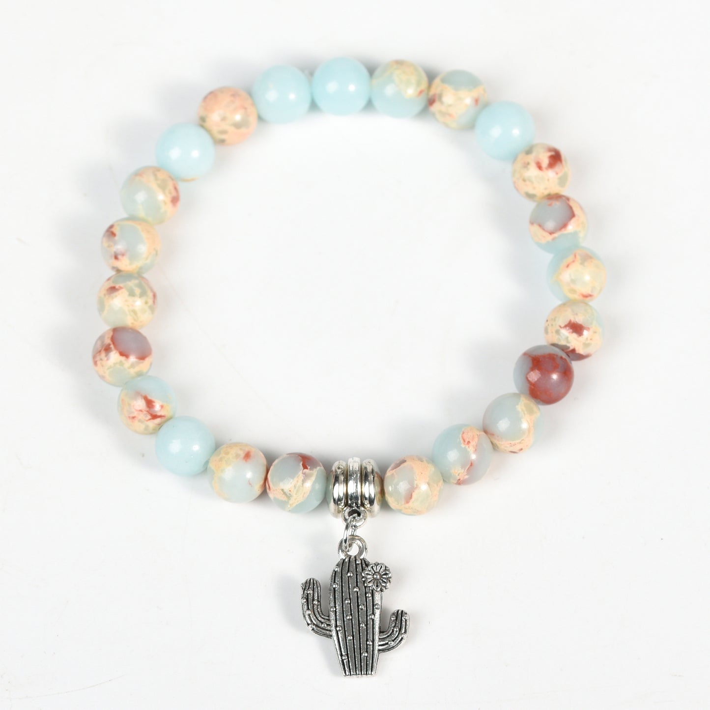 Metal charm with empire jasper bracelet