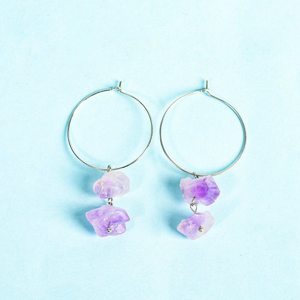 Amethyst teeth earrings