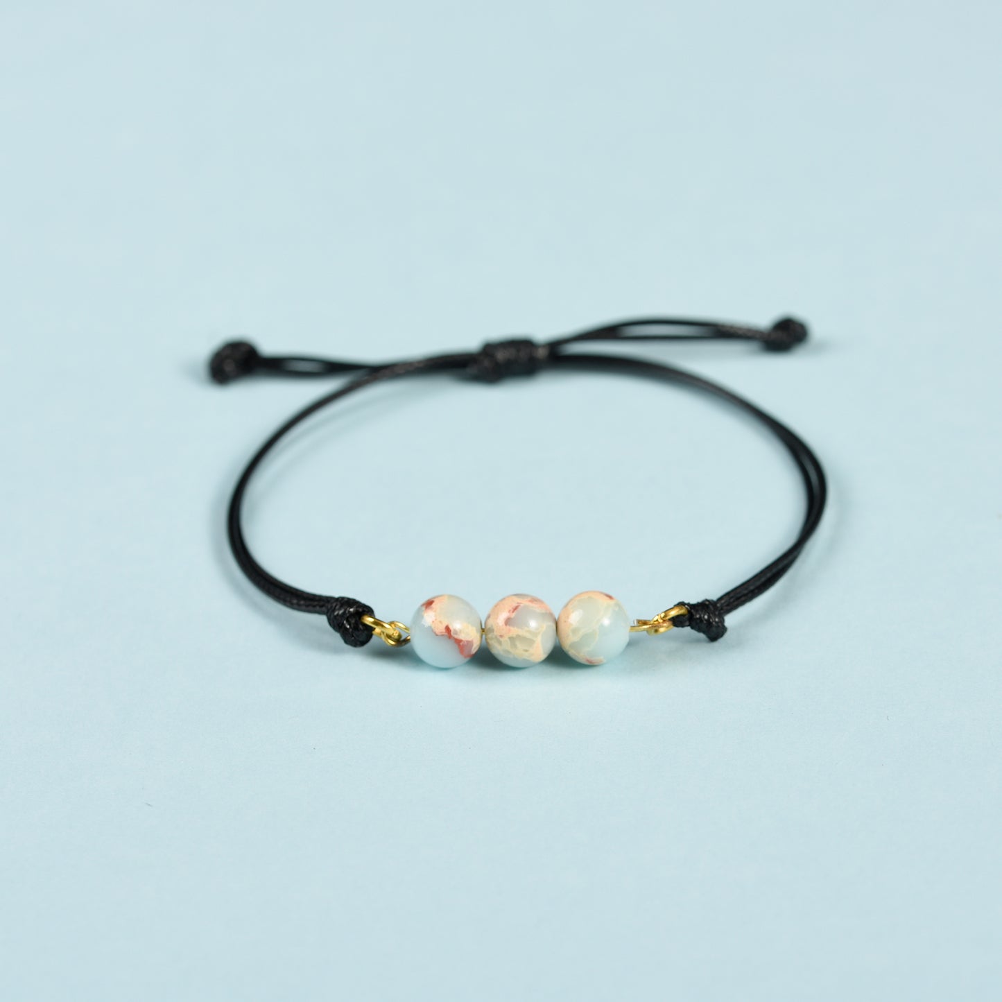 3 beads bracelet(leather cord)