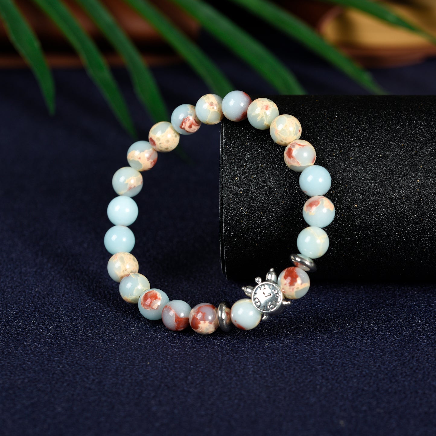 Metal charm with empire jasper bracelet