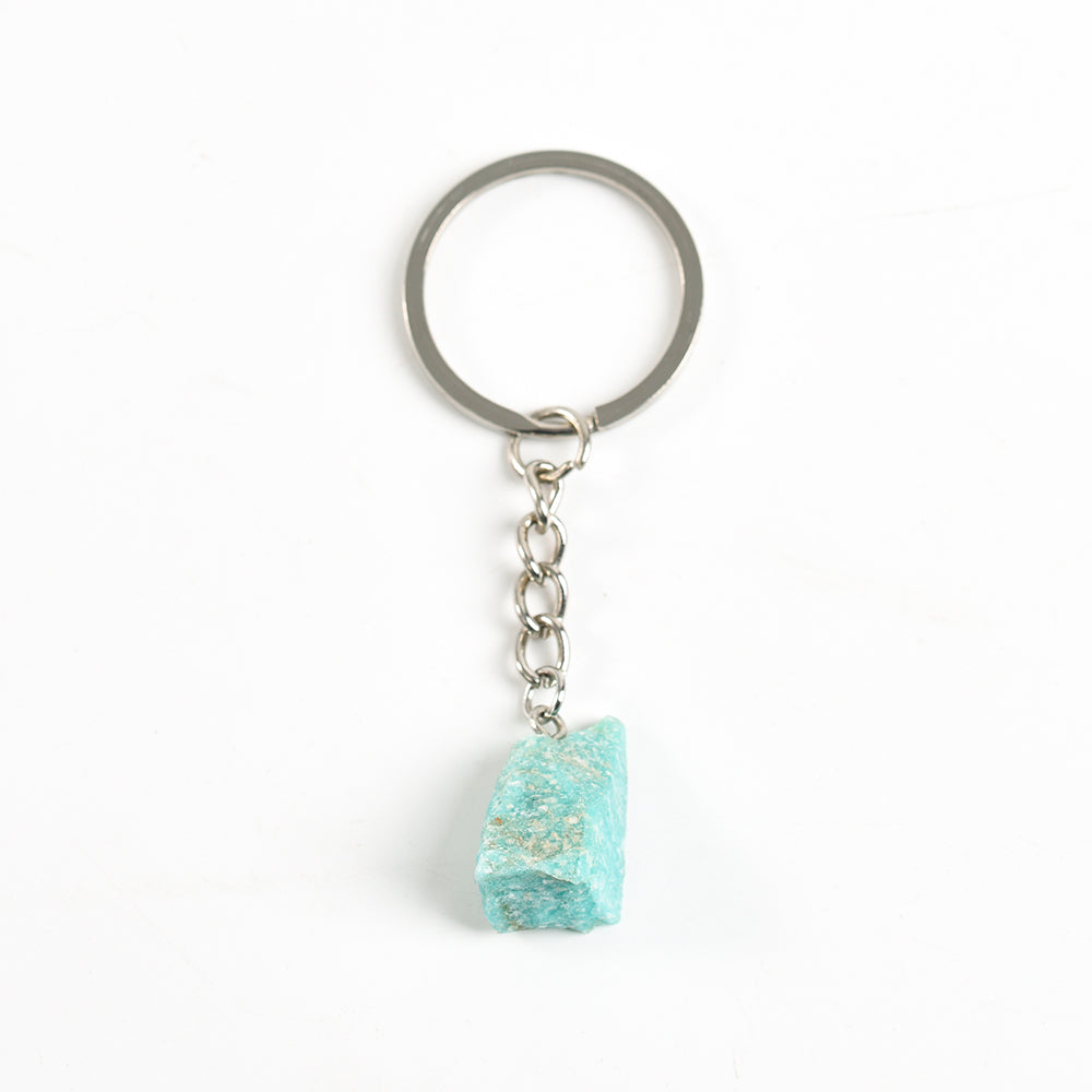 Raw stone keychain