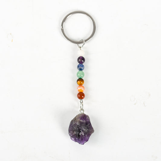 Raw crystal keychain(seven chakras)