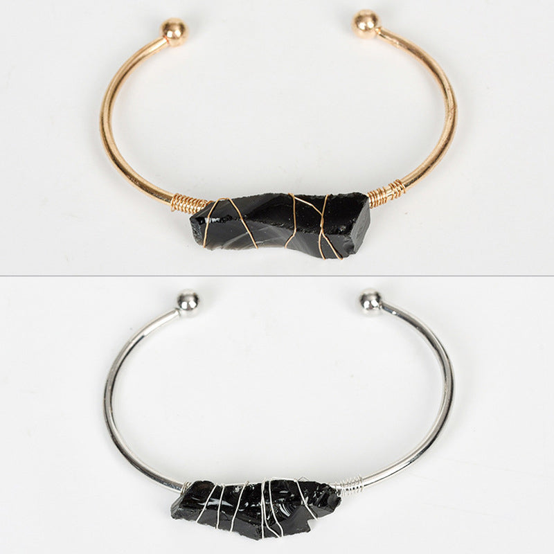 Raw crystal bangle(wire wrapped)