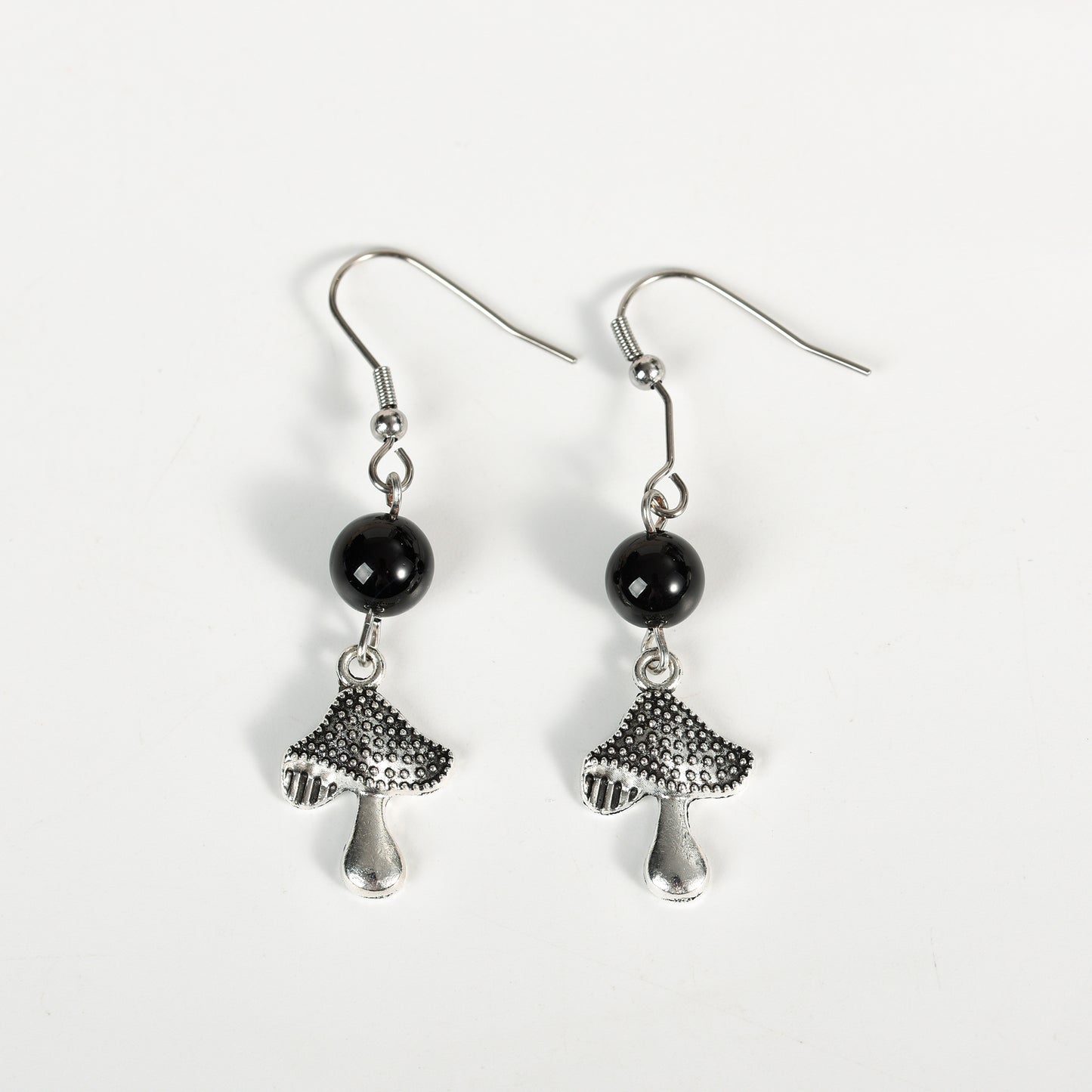 Metal mushroom with beads earrings