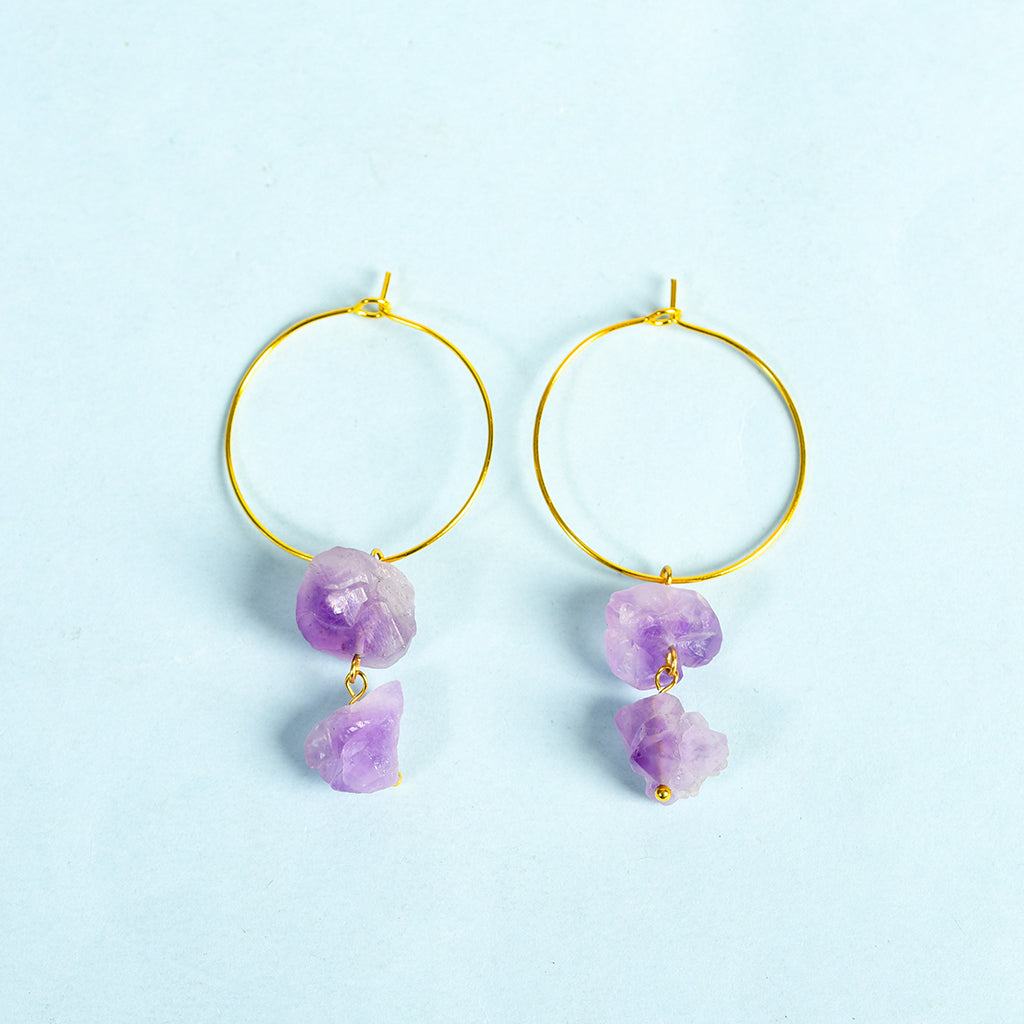 Amethyst teeth earrings