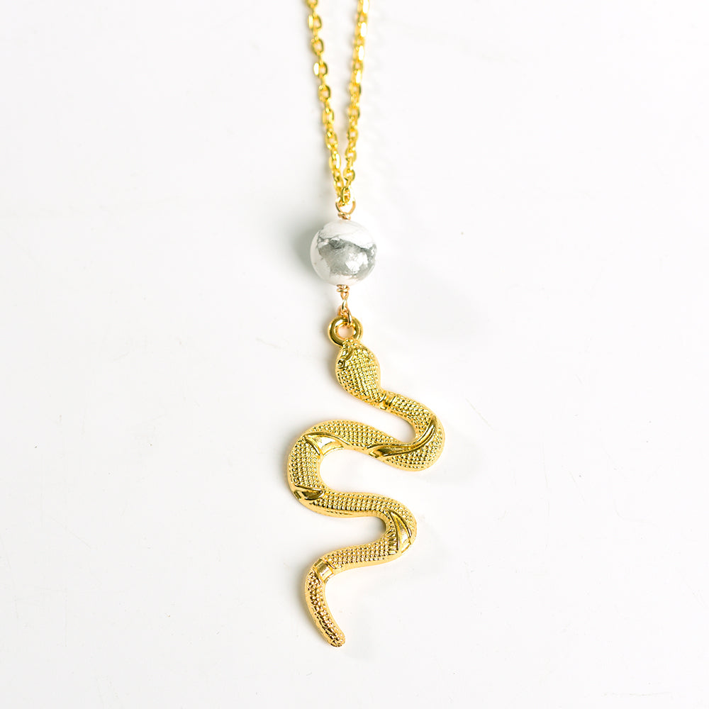 Metal snake with crystal beads pendant