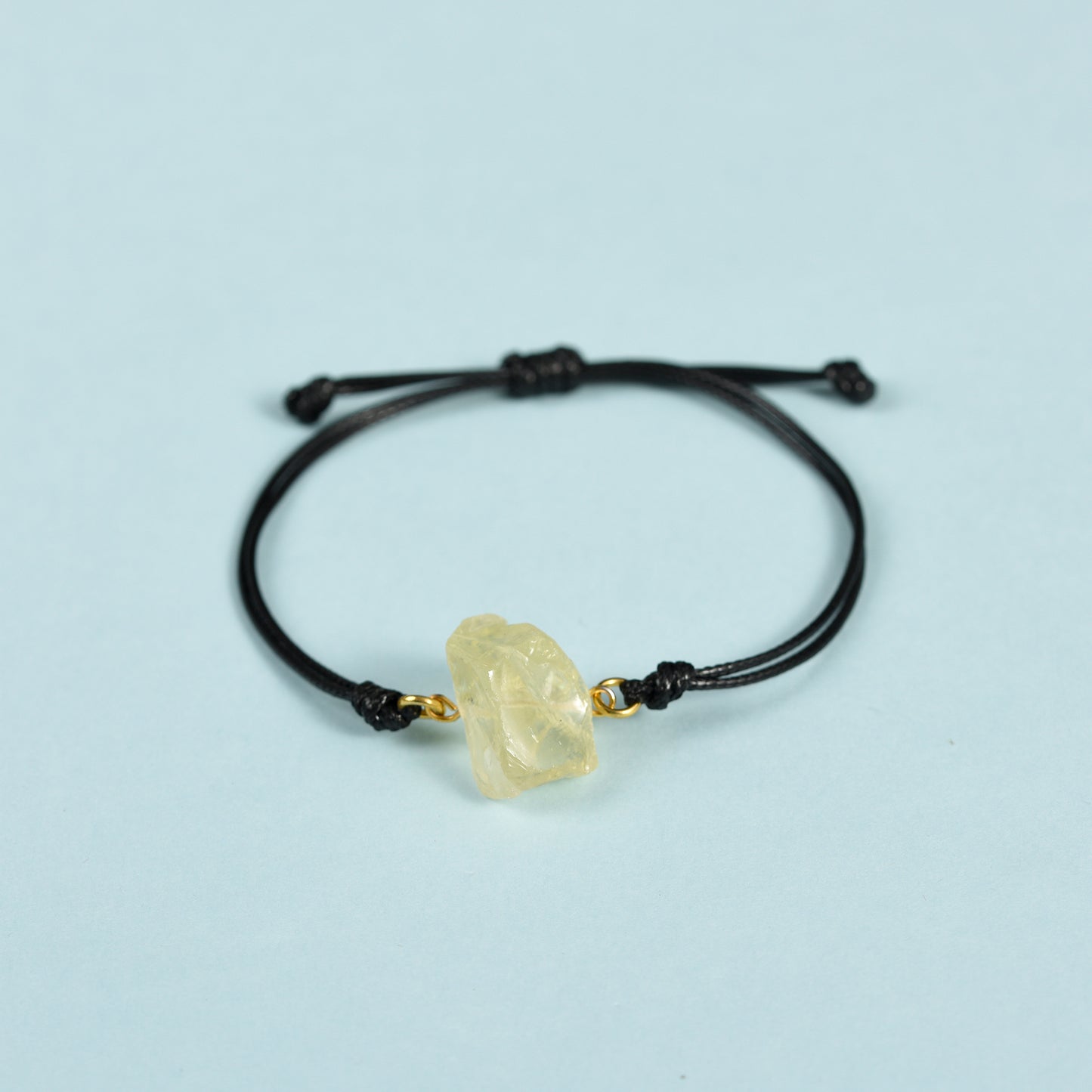 Raw crystal bracelet(leather cord)