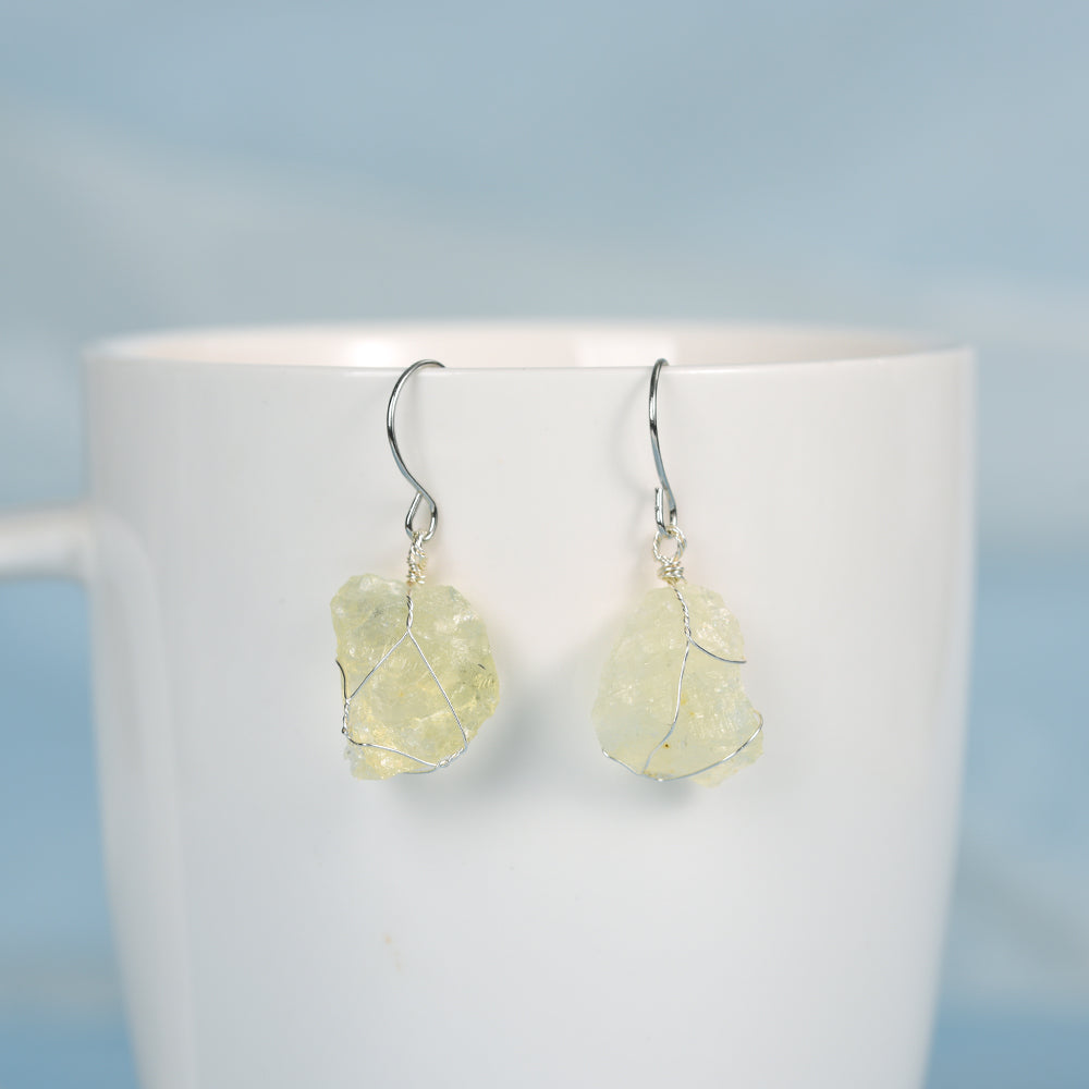 Raw crystal earrings(wire wrapped)