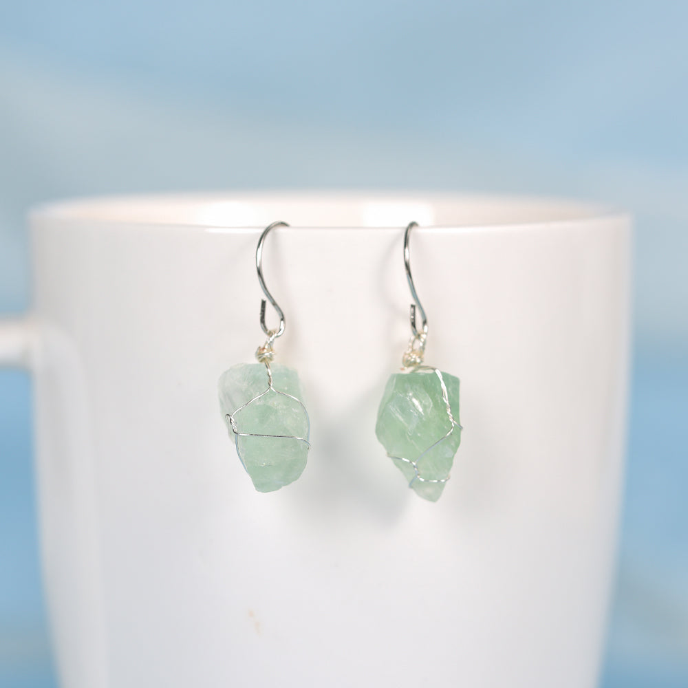 Raw crystal earrings(wire wrapped)