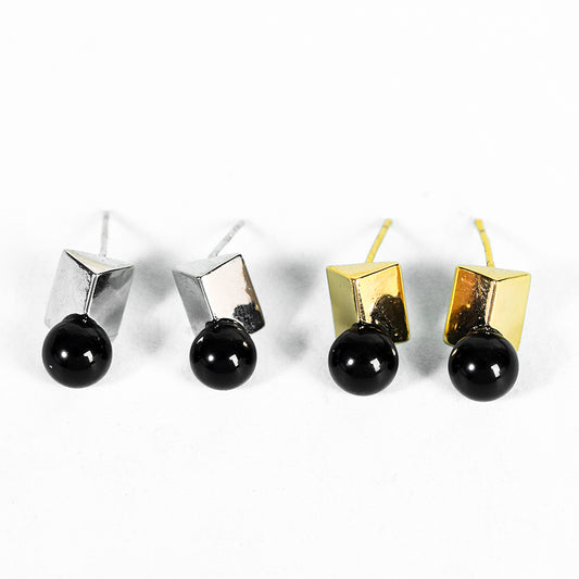 Beads on metal square earrings