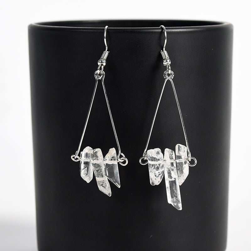 Raw clear quartz(3pc) earrings