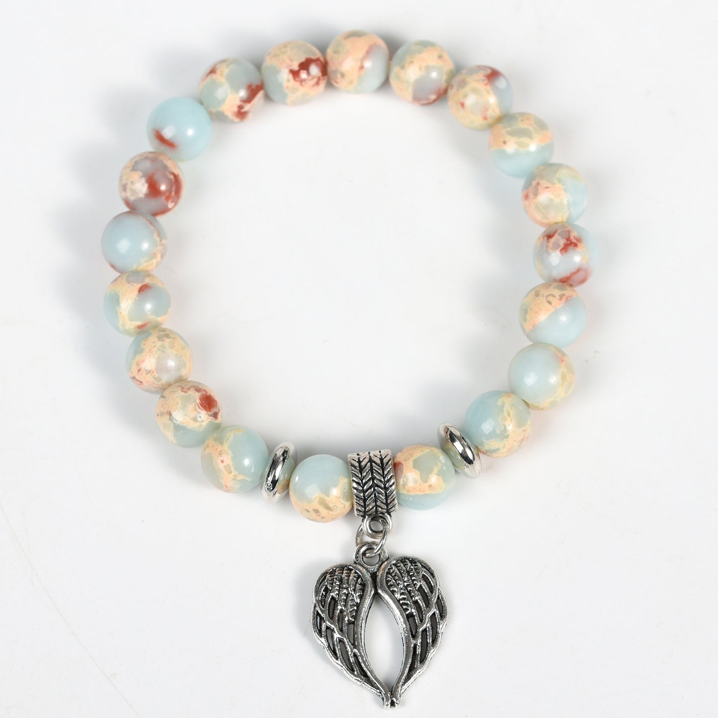 Metal charm with empire jasper bracelet