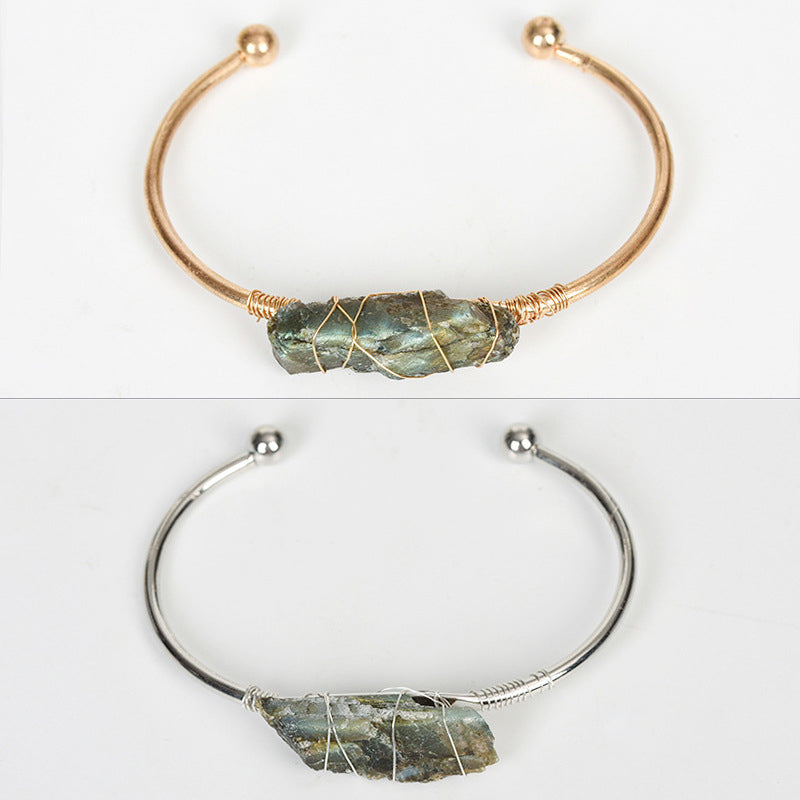 Raw crystal bangle(wire wrapped)