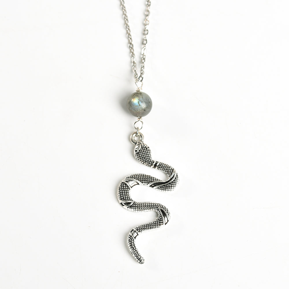 Metal snake with crystal beads pendant