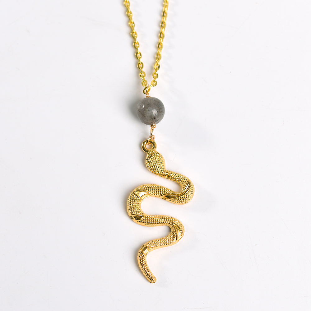 Metal snake with crystal beads pendant